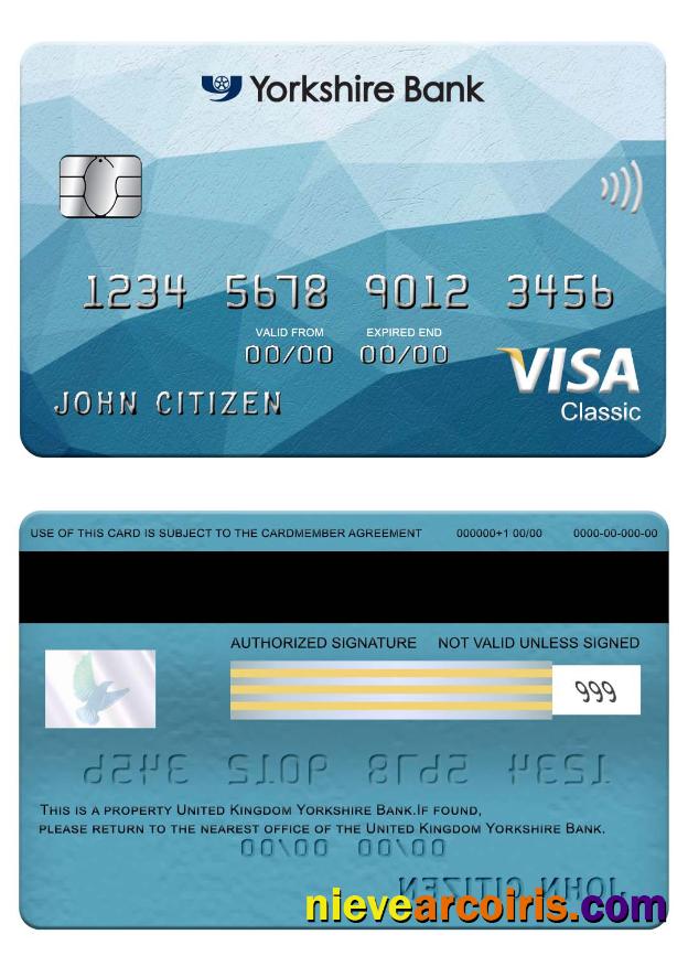United Kingdom Yorkshire Bank visa classic card